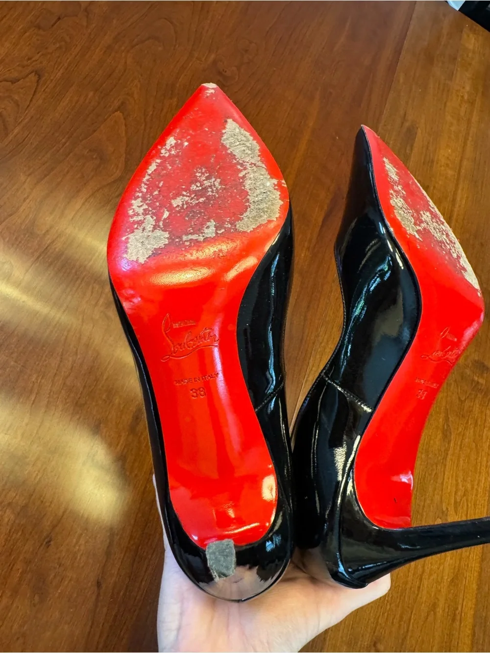Christian Louboutin Black Patent Pointed-Toe Stiletto Pumps